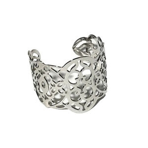 Lia Sophia Bracelet NWOT Tulle Silver Tone Filigree Scroll Cuff 2" Wide Elegant